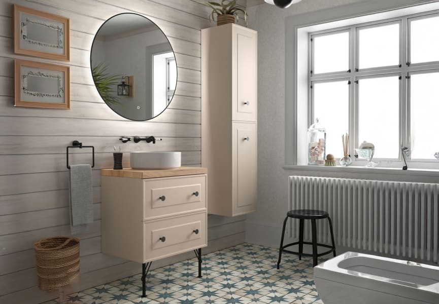 Meuble de salle de bain avec plan en bois Renoir vintage Salgar principal 0