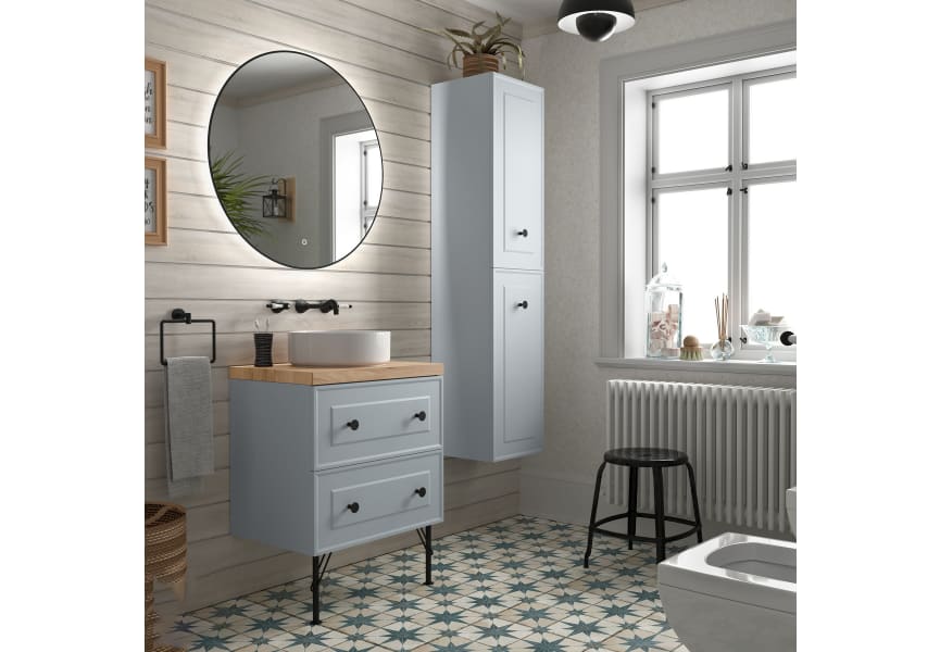 Meuble de salle de bain avec plan en bois Renoir vintage Salgar principal 3