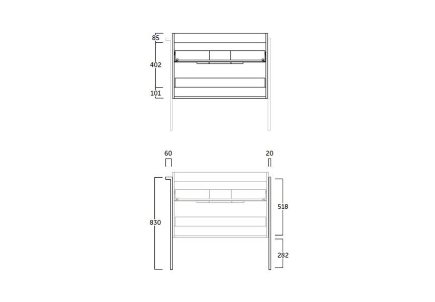 Meuble de salle de bains Galsaky industrial Coycama croquis 11