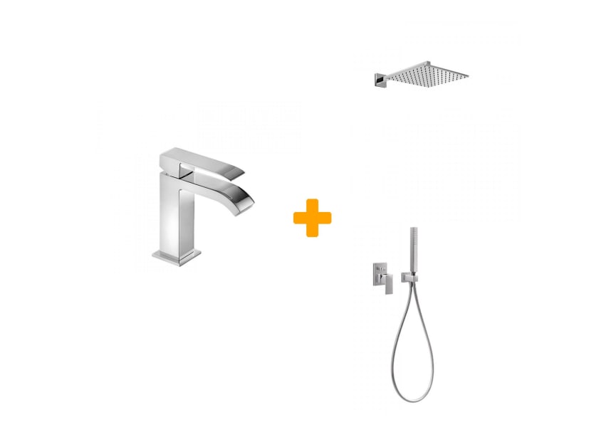 Pack robinetterie de lavabo + douchette encastrée Cuadro Tres principal 0