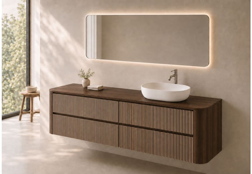Meuble de salle de bains avec plan de toilette en bois Duna Bruntec principal 8