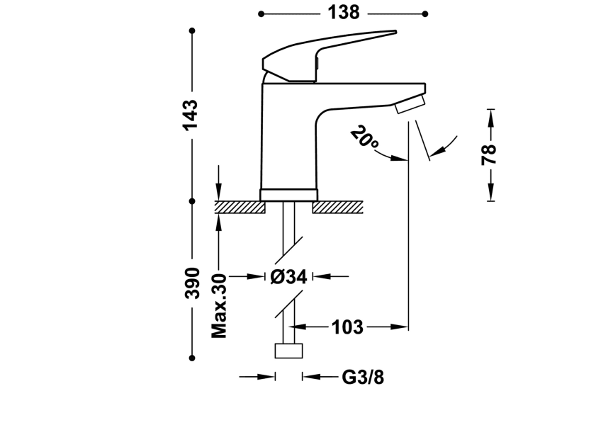 Robinet de lavabo Base Plus Tres croquis 1