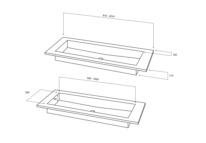 Vasque de salle de bains encastrée Austin par Art and Bath croquis 2