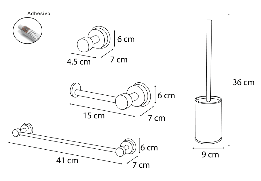 Ensemble d'accessoires de salle de bains Mediterránea de baño Kappa croquis 5