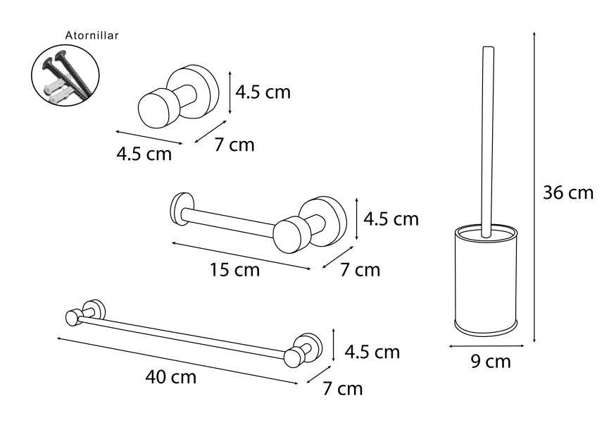 Ensemble d'accessoires de salle de bains Mediterránea de baño Kappa croquis 6