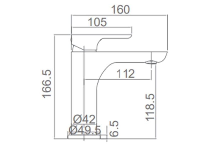 Robinet de lavabo Imex Nassau croquis 2