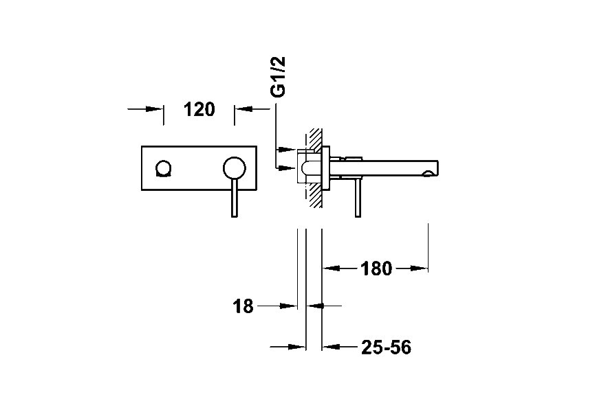 Mitigeur de lavabo encastré Max Tres croquis 1