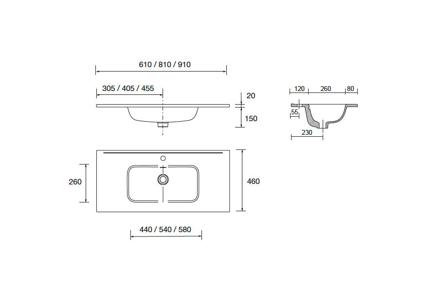 Ensemble de meubles de salle de bains Noja Salgar croquis 30