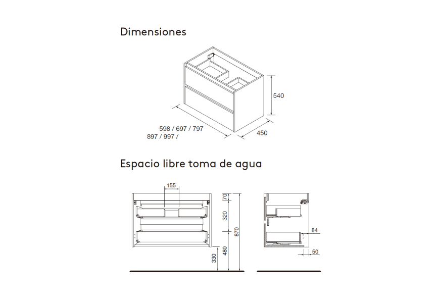 Ensemble de meubles de salle de bains Noja Salgar croquis 28