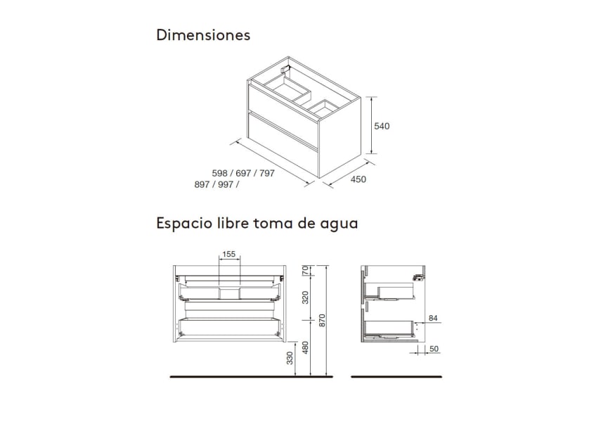 Ensemble de meubles de salle de bains Noja Salgar croquis 28