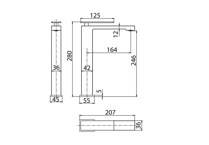 Mitigeur de lavabo Pisa Imex croquis 8