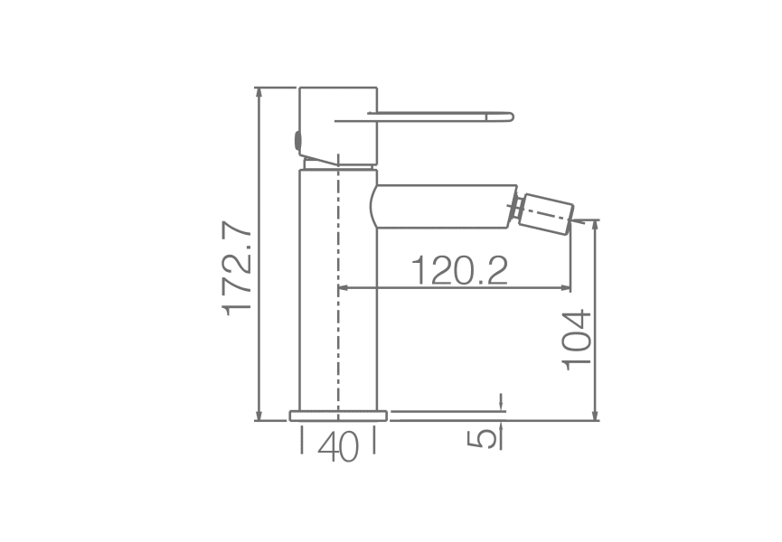 mitigeur de bidet Milos Stick Imex croquis 3