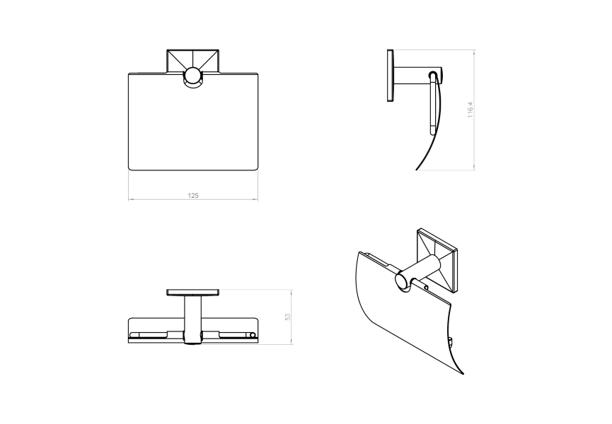 Porte-rouleau de toilette Square Duo Cosmic croquis 4