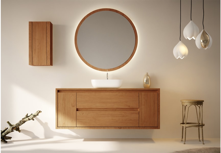 Meubles de salle de bains avec plan de toilette en bois massif Alpes 13 Bruntec principal 1