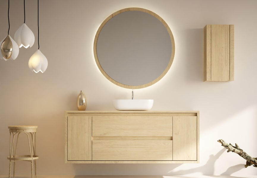 Meubles de salle de bains avec plan de toilette en bois massif Alpes 13 Bruntec principal 0