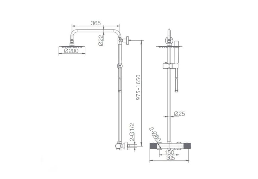 Line Imex set de douche et de bain croquis 7