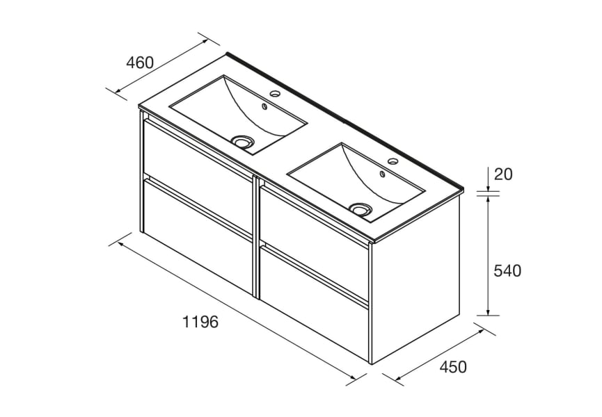 Ensemble de meubles de salle de bains Noja Salgar croquis 12