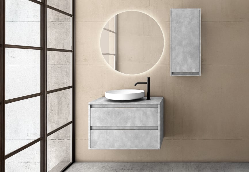 Meuble de salle de bains avec plan de toilette en pierre Boston Bruntec principal 4