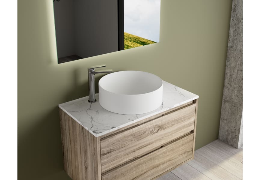 Meuble de salle de bains avec plan de toilette en pierre Boston Bruntec détail 5