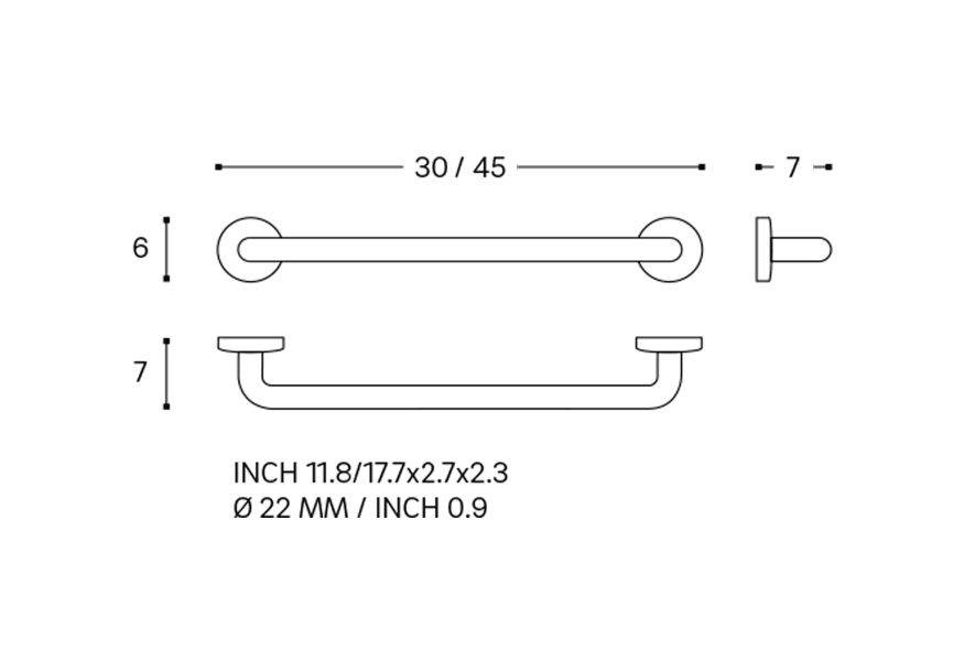 Poignée de baignoire Architect S+ Cosmic croquis 12
