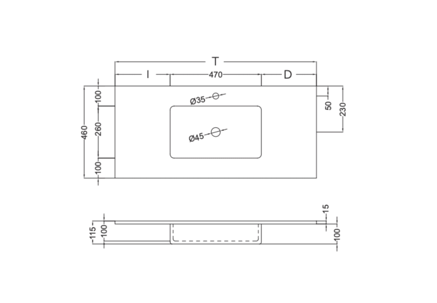 Lavabo encastré Ambar Coycama croquis 6