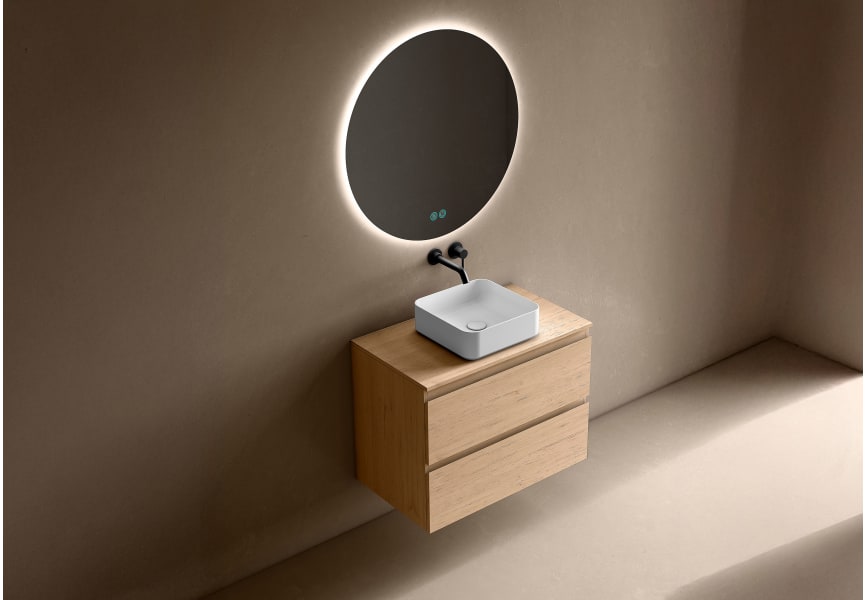 Meuble de salle de bains profondeur réduite 39 cm avec plan de toilette en bois Roma Bruntec principal 2