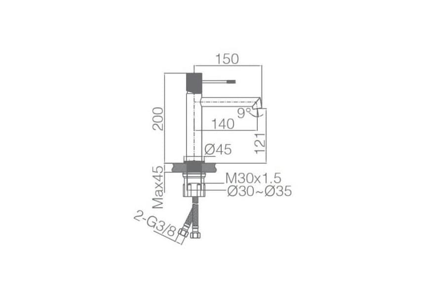Mitigeur de lavabo Line Imex croquis 7