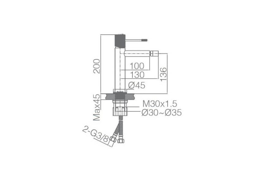 mitigeur de bidet Line Imex croquis 6
