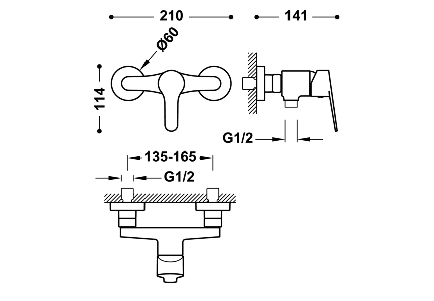 Robinets de douche Base Tres croquis 2