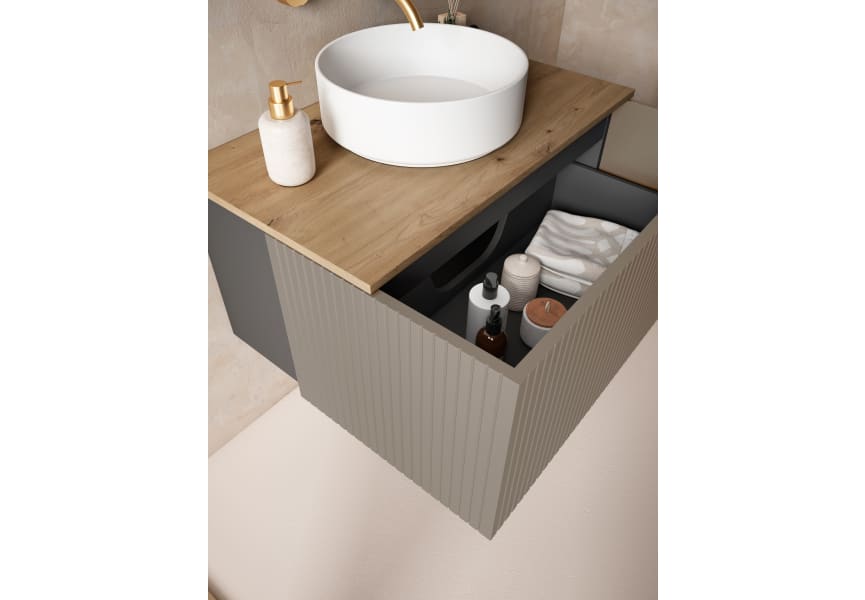 Meuble de salle de bains avec plan de toilette en MDF hydrofuge Bari Visobath détail 9