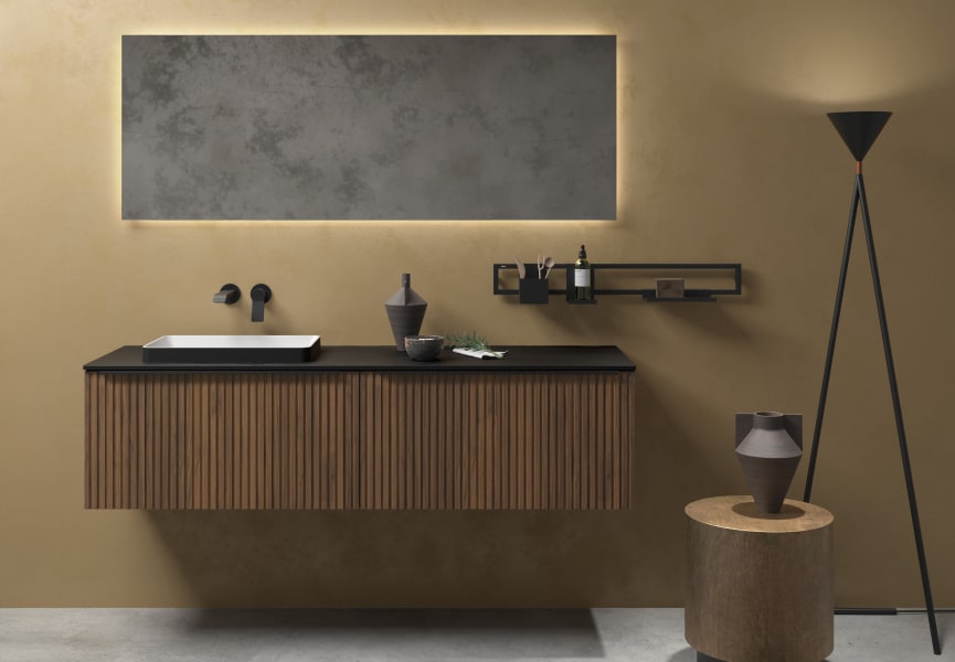 Meuble de salle de bains avec plan de toilette en bois Biba Salgar principal 0