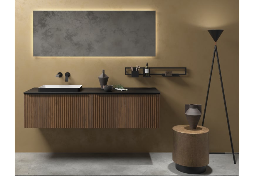 Meuble de salle de bains avec plan de toilette en bois Biba Salgar principal 0