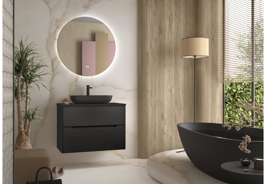 Meuble de salle de bains avec plan de toilette en bois Sahara Coycama principal 4