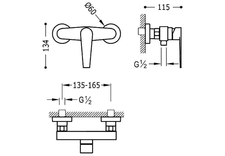 Robinet de douche Class Tres croquis 1