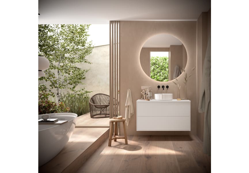 Ensemble de meubles de salle de bains avec plan de toilette en bois Optimus Salgar principal 1