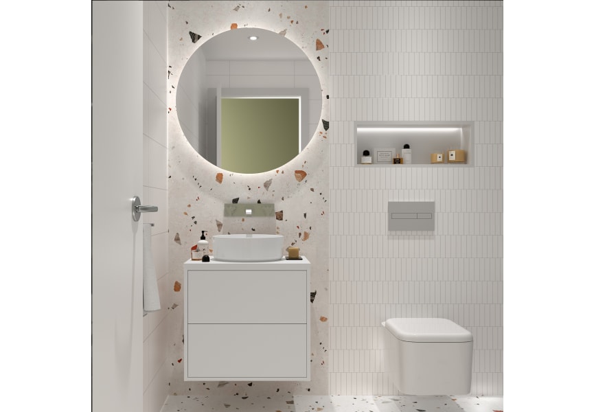 Ensemble de meubles de salle de bains avec plan de toilette en bois Optimus Salgar environnement 7