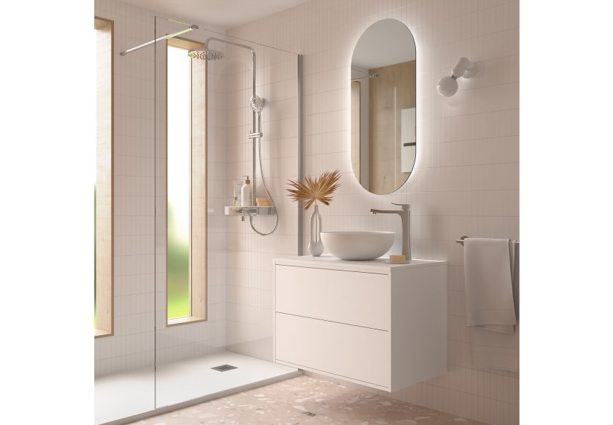 Ensemble de meubles de salle de bains avec plan de toilette en bois Optimus Salgar environnement 8
