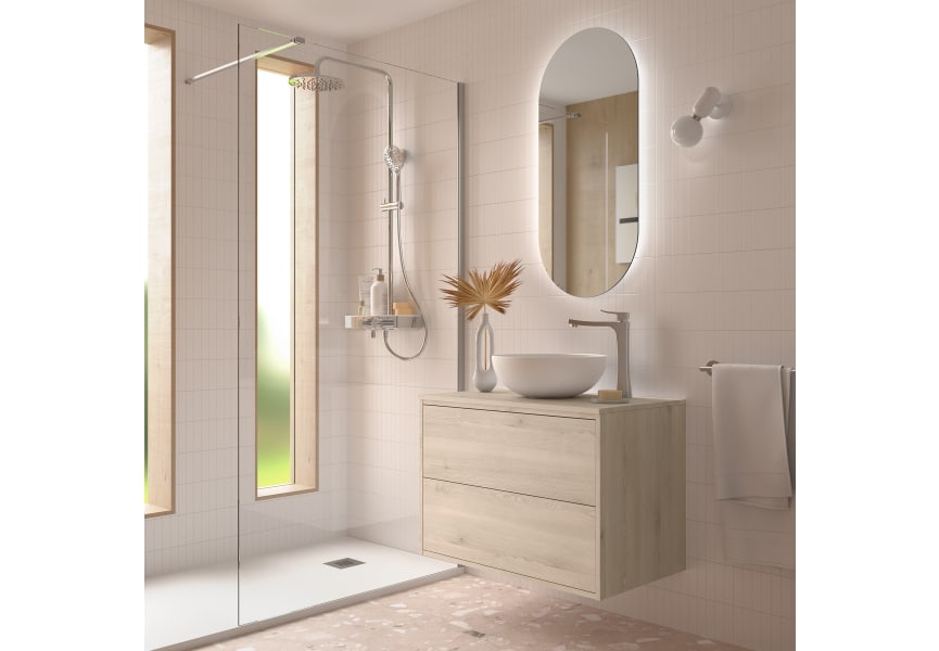 Ensemble de meubles de salle de bains avec plan de toilette en bois Optimus Salgar environnement 6