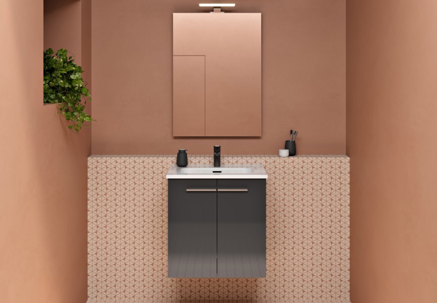 Ensemble complet de meubles de salle de bains à profondeur réduite 35 cm Street Royo principal 2