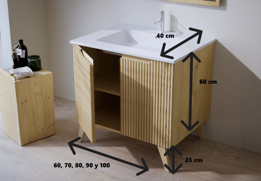 Ensemble de meubles de salle de bain en bois massif Alpes 14 Bruntec croquis 5