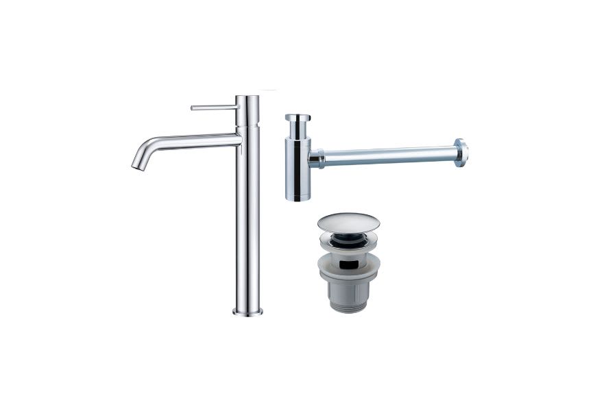 Pack Imex Monza robinet de lavabo à bec haut + Bonde à déclic + Siphon rond apparent principal 0