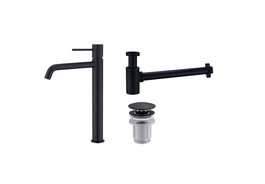 Pack Imex Monza robinet de lavabo à bec haut + Bonde à déclic + Siphon rond apparent principal 1
