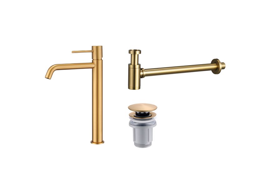 Pack Imex Monza robinet de lavabo à bec haut + Bonde à déclic + Siphon rond apparent principal 3