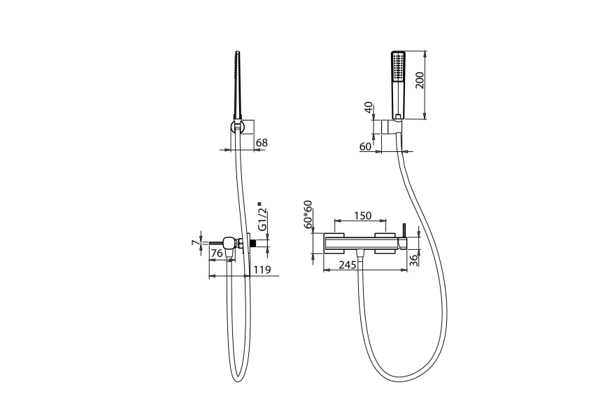 Robinet de douche Toscana Imex croquis 9