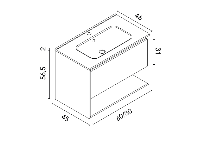 Ensemble de meubles de salle de bains Niwa Amizuva croquis 6