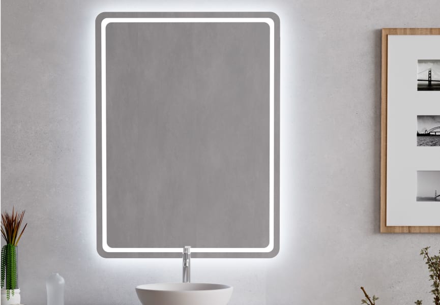 Miroir de salle de bains avec l'éclairage LED Leroy Bruntec principal 0