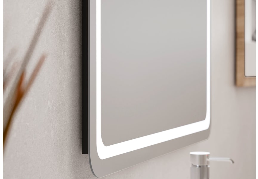 Miroir de salle de bains avec l'éclairage LED Leroy Bruntec détail 2