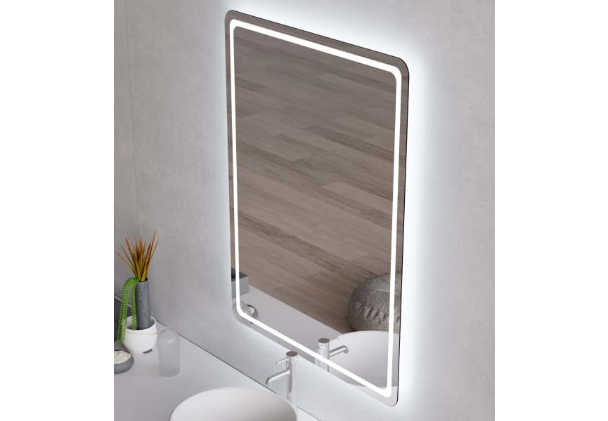 Miroir de salle de bains avec l'éclairage LED Leroy Bruntec principal 1