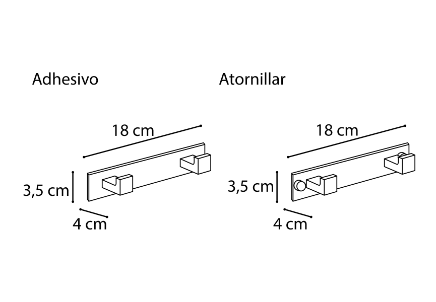 Cintre double pour salle de bains 609 Mediterránea de Baño croquis 2
