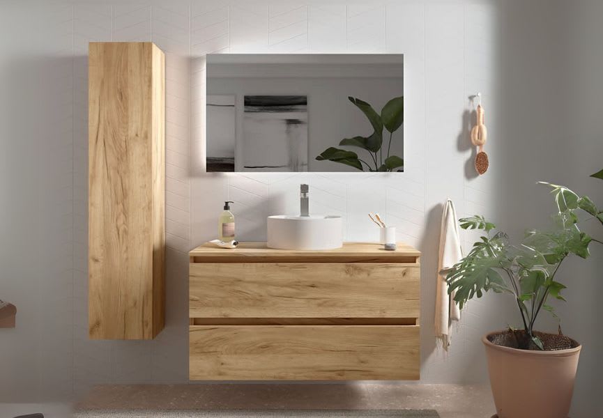 Meuble de salle de bain avec vasque à poser Bequia Salgar environnement 12